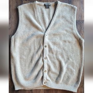 Eddie Bauer Men's Size XL 100% Cotton Waffle Knit Sweater Vest Oatmeal Beige Tan
